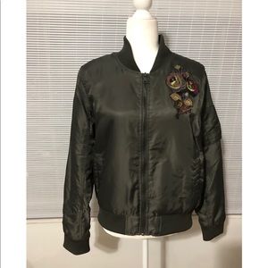 Womens Max Edition Green Bomber Embroidered Jacket Large